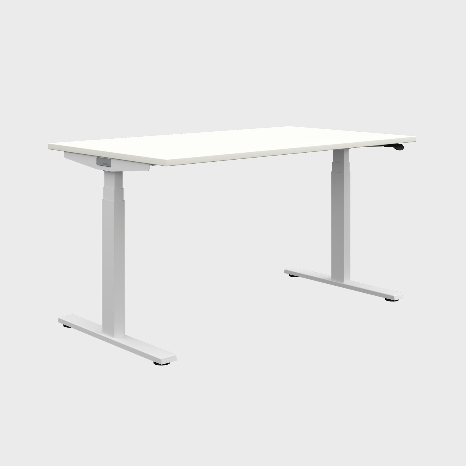 Side view of Hiya height adjustable office desk White