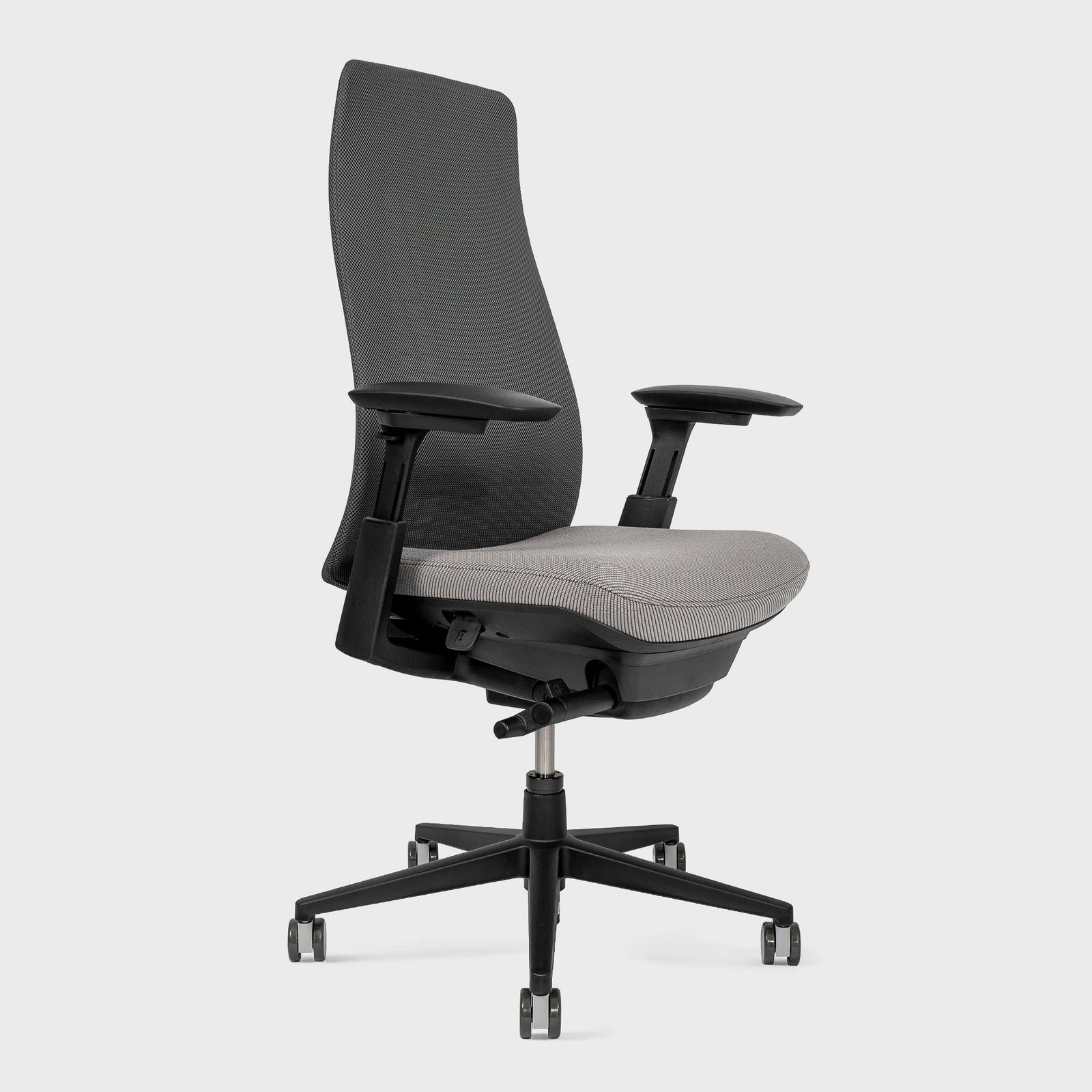 Side view of Fern Office chair in colour Bay with lumbar support