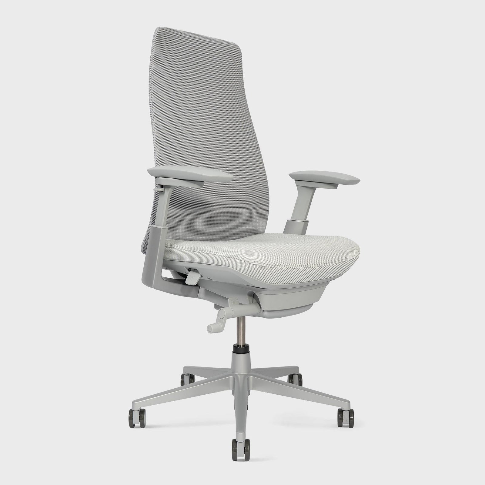 Side view of Fern Office chair in colour Paddle with lumbar support