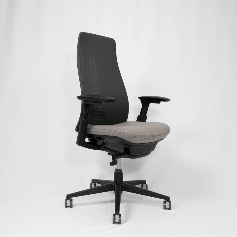 Haworth Fern Ergonomic Office Chair - Digital Knit Back, 4D Arms, No Lumbar Support, Charcoal Black