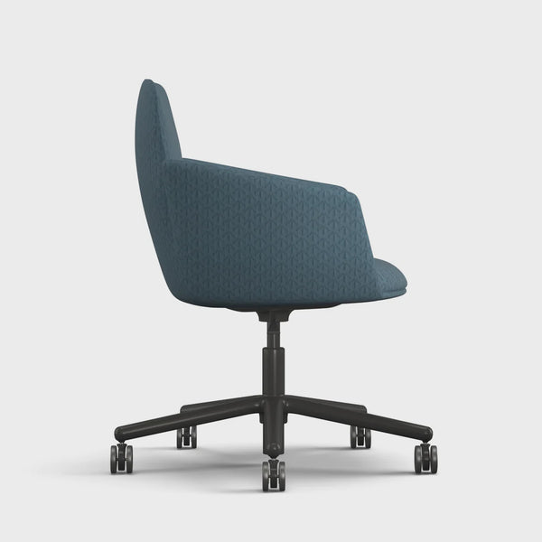 Right side view of Poppy chair blue