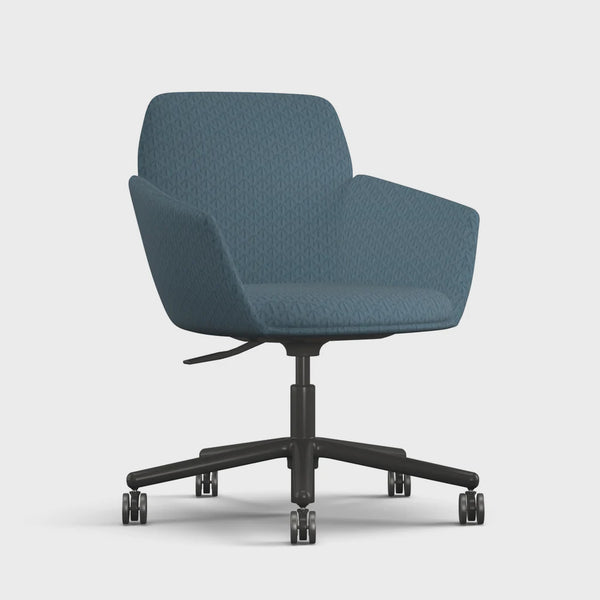 Side view of Poppy chair blue